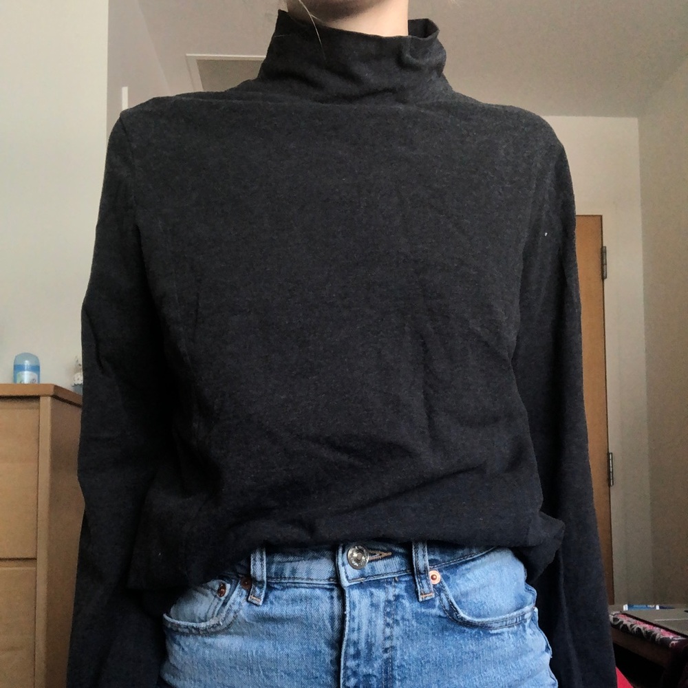Plain grey turtleneck sweater